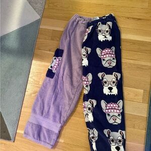 Kids m Purple and Navy Dog Print Kids swim pants